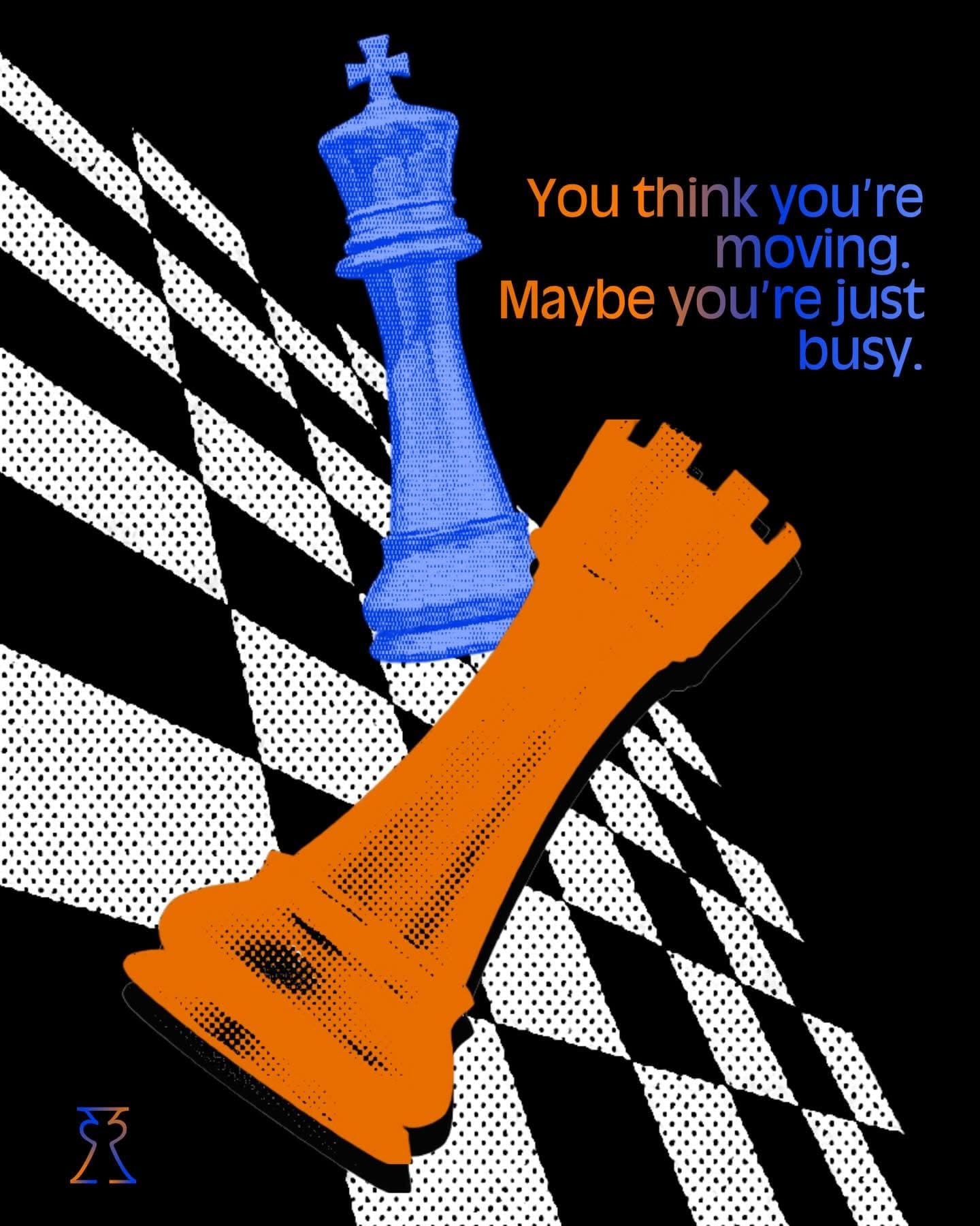 Blue king and orange rook with checkered pattern