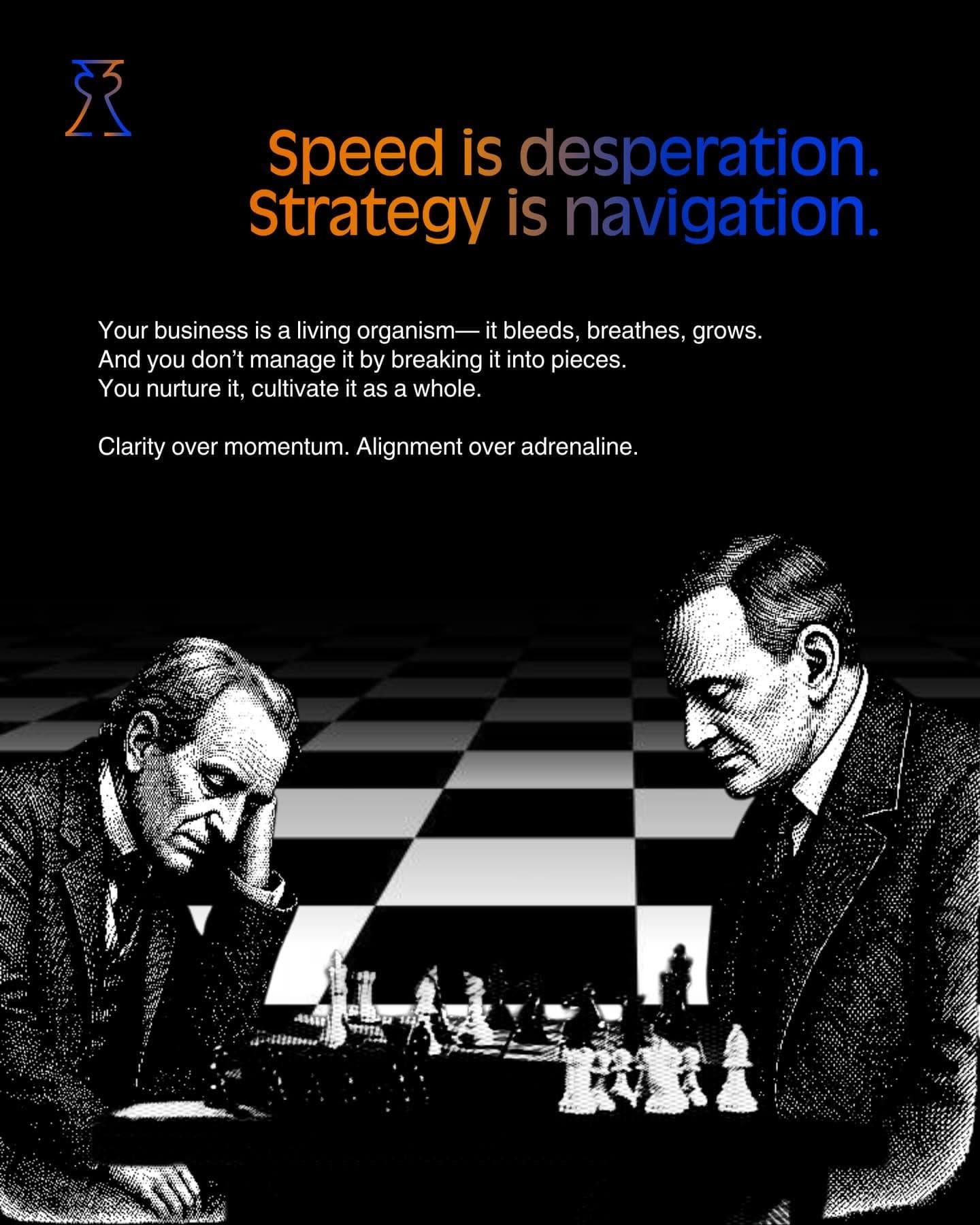 Two figures concentrated over a chess board